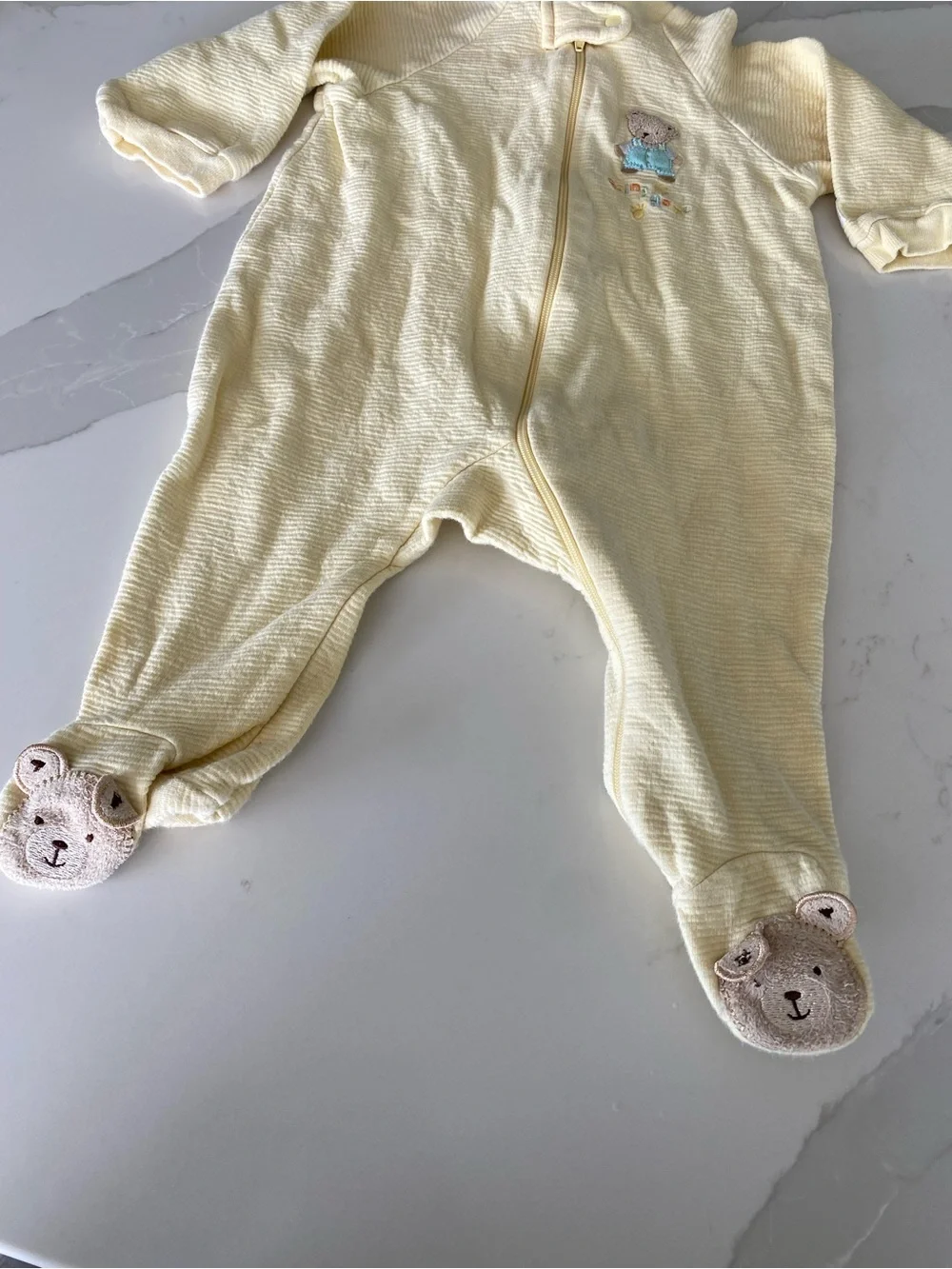 Vtg Carter’s ribbed Footed Zip Coverall One-Piece Bear Embroidered sleeper 3-6M